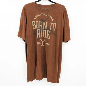 Yellowstone Men's Burnt Orange Crew Neck Graphic Casual Tee Size XXL‎